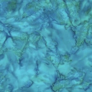 Puede incluir: Un patrón de tela sin costuras con un diseño veteado en tonos turquesa, turquesa y azul. La tela tiene un efecto acuarela con formas orgánicas fluidas y sutiles variaciones en la intensidad del color, creando una apariencia texturizada.