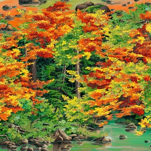 Autumn Blaze landscape fabric with fall colors.