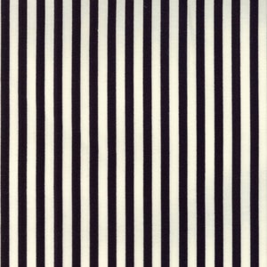 May include: Black and white striped fabric with vertical stripes. The fabric has a smooth, even texture.