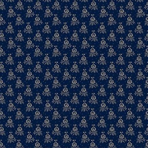 A beautiful navy blue with a petite floral design by Paula Barnes.
