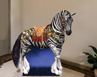 Custom Life Size Cardboard Cutout Fantasy Zebra prop, with easel on the back to make it stand