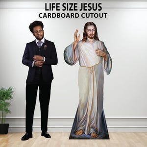 Jesus Cardboard Cutout Prop with easel on the back, Holy Week, life size Jesus, Palm Sunday, Easter Sunday Church prop, Standup Jesus