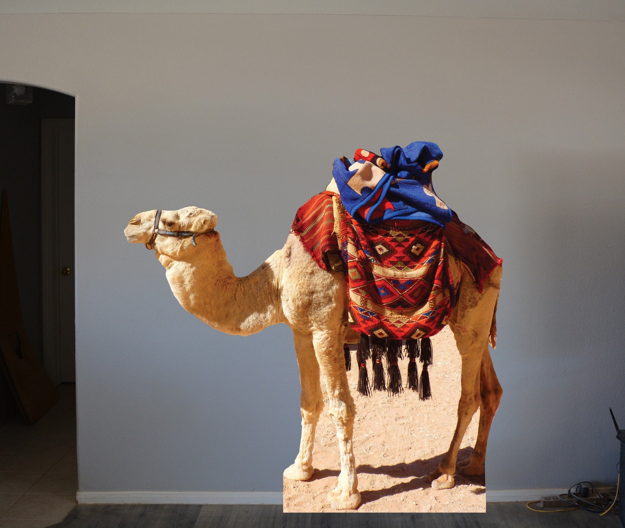 Camel Cardboard Cutout Prop in Two Pieces With Easel on the Back 