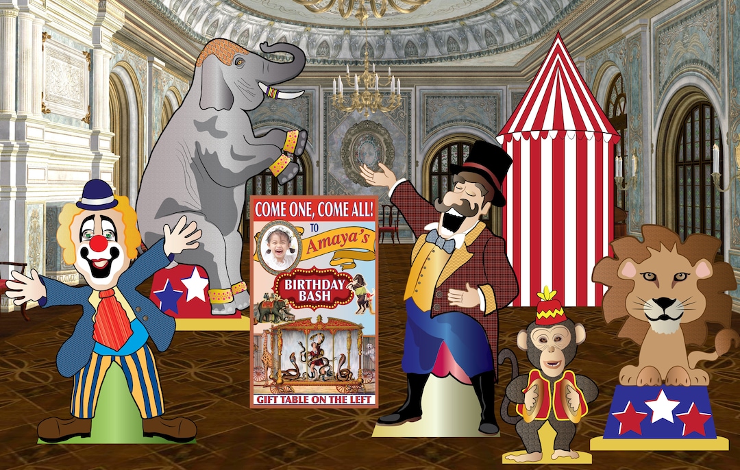 Circus Theme Cardboard Cutouts, Free Standing With Easel on the Back