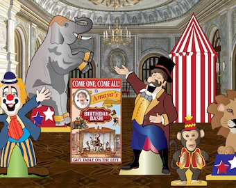 Circus theme cardboard cutouts, free standing with easel on the back. All pieces sold separately.