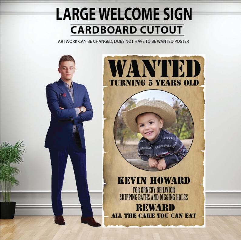Custom Wanted Poster Cardboard Cutout Western Party Welcome Sign - Etsy