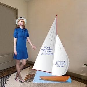 Sailboat Cardboard Cutout Prop, Sailing theme baby shower, Sailboat prop, life size sailboat, sailing theme party, retirement prop