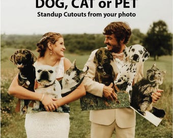 Life size dog standup photo cardboard cutout from your photo, with easel on the back