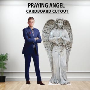 Angel statue cardboard cutout, free standing with easel on the back.