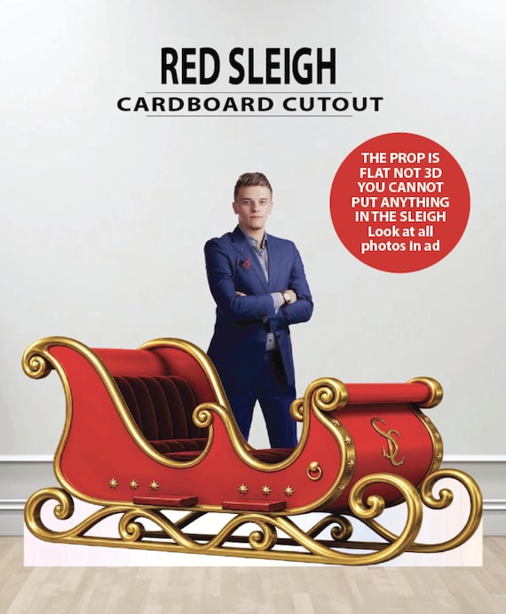 Lifesize Red Holiday Sleigh Standee | Christmas Backdrop Sign