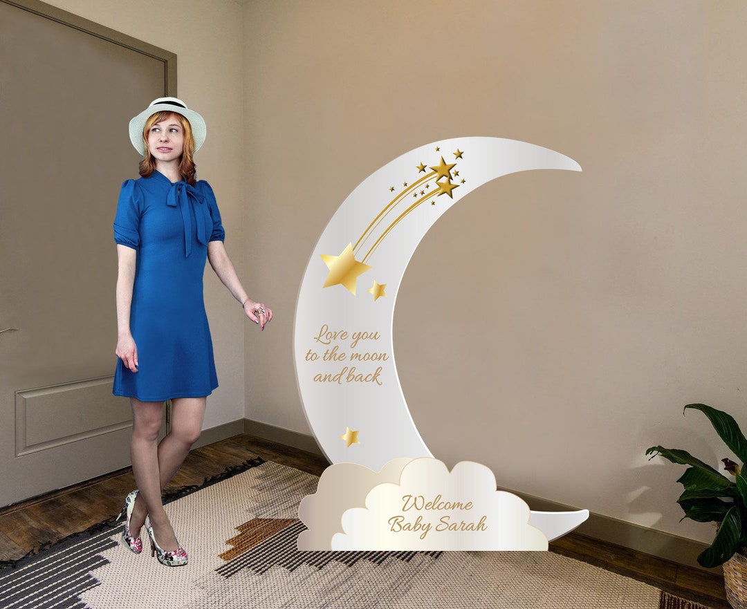 Custom Personalized Cardboard Cutout Baby Shower Moon Decoration With