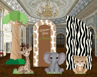 Custom Life Size Cardboard Cutouts Safari Theme props, with easel on the back