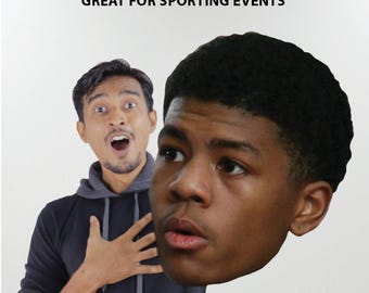 Big Head Sports Fan Cutouts from your photo or graphic. 24" or 32" size