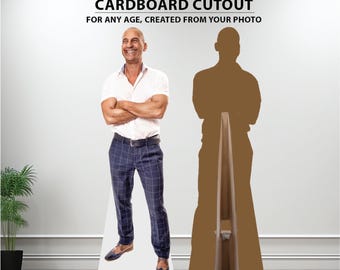 Milestone 60th Birthday Life Size Standup Cardboard Cutout Prop (or any age) created from your photo, easel on the back so it will stand