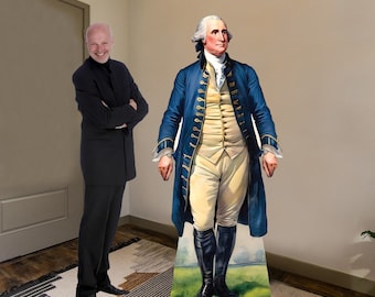 George Washington Cardboard Cutout with easel on the back. Finished size is 6'2" tall x 34" inches wide