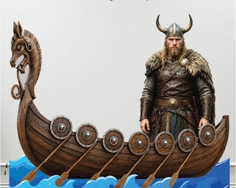 Viking Longship Boat Cardboard Cutout Warrior Standee Party Prop Sign