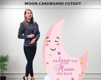 Girl Baby Shower Crescent Moon Prop, moon can be done in ANY color, easel on the back so it will stand