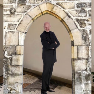 Stone Archway Cardboard Cutout in two pieces, free standing with easel on the back