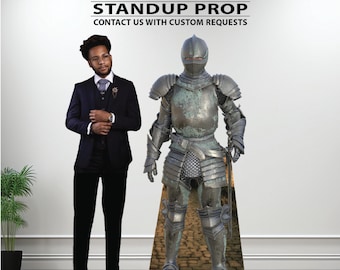 Medieval Knight in Armor standup cutout with easel on the back, medieval party prop, kings knight