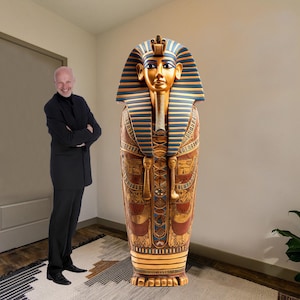 Egyptian King Sarcophagus cardboard cutout, Standing Egyptian Tomb, with easel on the back.