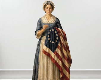 Betsy Ross Cardboard Cutout | Historical American Flag Standee Prop