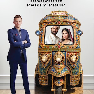Rickshaw Wedding Photo Prop Jeweled Tuk Tuk Cardboard Cutout Photo Prop