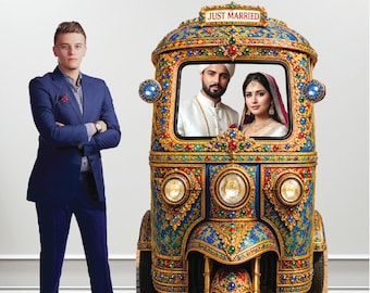 Rickshaw Wedding Photo Prop Jeweled Tuk Tuk Cardboard Cutout Photo Prop