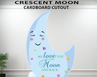 Boy Baby Shower Crescent Moon party prop, moon can be done in ANY color, easel on the back so it will stand