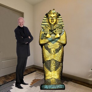 Egyptian pharaoh cardboard cutout sarcophagus, Standup tomb, Egyptian tomb, free standing with easel on the back.