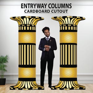 Gold Column Cardboard Cutout Set, Hollywood Entryway Party Props