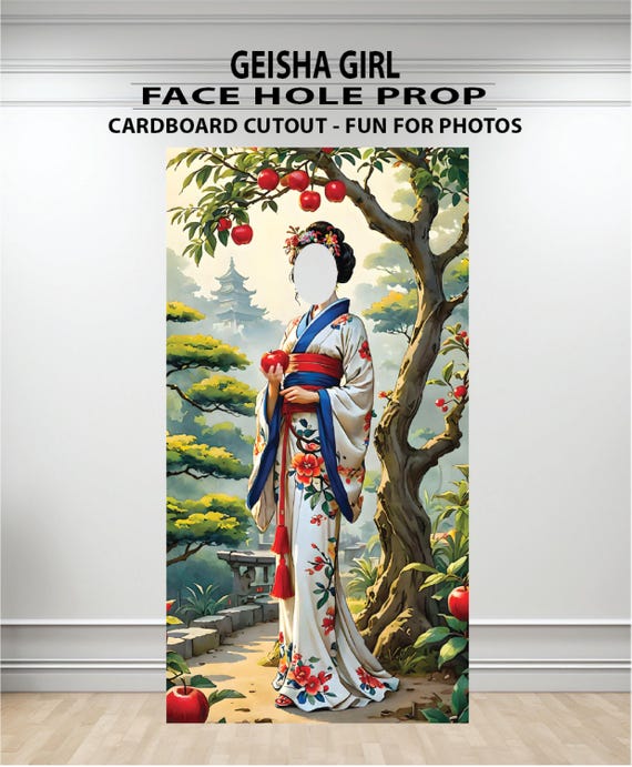 Geisha Girl Standup Face Hole Cardboard Cutout, Easel on the Back