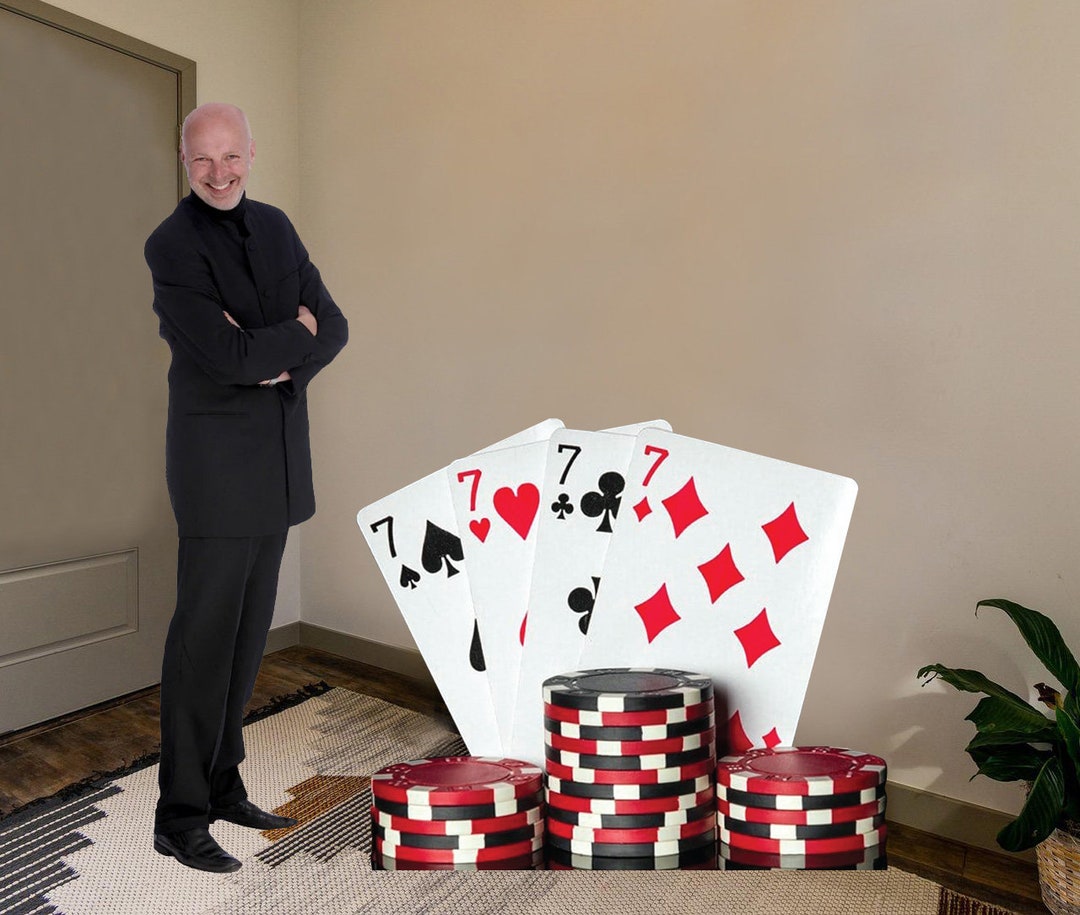 Casino Night Playing Cards Cardboard Cutout Party Prop, Lucky 7's
