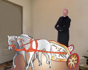 Roman Chariot Cardboard Cutout Photo Booth Prop Ancient Greece Party Decoration