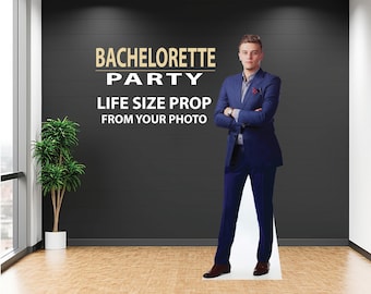 Bachelorette Party Prop Life Size Cardboard Cutout Personalized from your photo or graphic with easel on the back