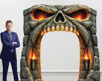 Creepy Skull Two Piece FLAT Cardboard Cutout Entryway Prop