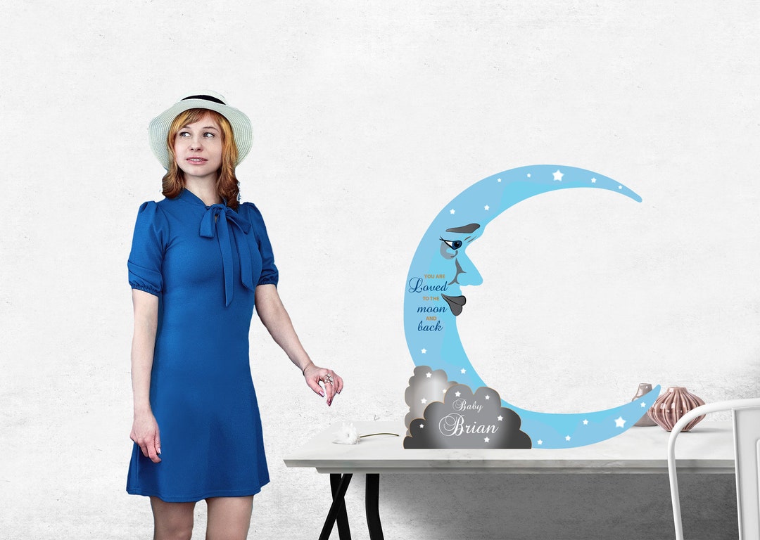 Custom Cardboard Cutout Baby Shower Crescent Moon With Personalized