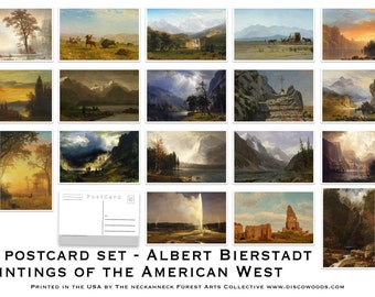 American West Postcard Set - Set of 18 Postcards of Paintings by Albert Bierstadt - artist postcards - Hudson River school - landscapes
