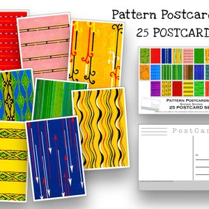 Pattern Postcard Set (2) - Set of 25 Artist Postcards - Shima Shima - Art Deco art -Scrapbooking - Vintage - wall art