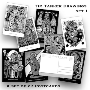 Tim Tanker - Ansichtkaartenset - 27 ansichtkaarten - Tekeningen - Kunstwerken - punkrockafdrukken - Protest Art
