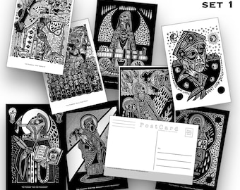 Tim Tanker - Postcard set - 27 post cards - Drawings - Artworks - punk rock prints - Protest Art