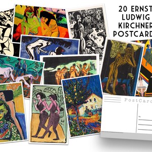 Jeu de cartes postales Ernst Ludwig Kirchner - Jeu de 20 cartes postales - cartes postales d'artistes - cartes postales de scrapbooking - expressionnisme allemand