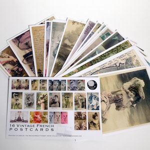 Vintage French Postcard Set - Set of 16 Postcards - Vintage - french - Scrapbooking Post Cards - Historical - Victorian - Neo Victorian
