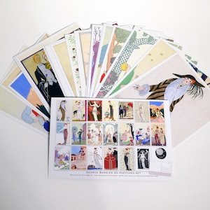French Fashion Illustration Postcard Set - Set of 20 George Barbier Postcards - Scrapbooking Post Cards - Artist - art nouveau - home decor
