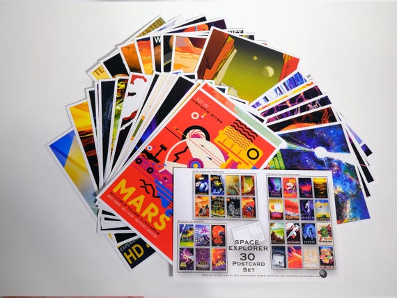 NASA Space Tourism Postcard Set: Galaxy of Horrors, Mars Explorer (30pc)