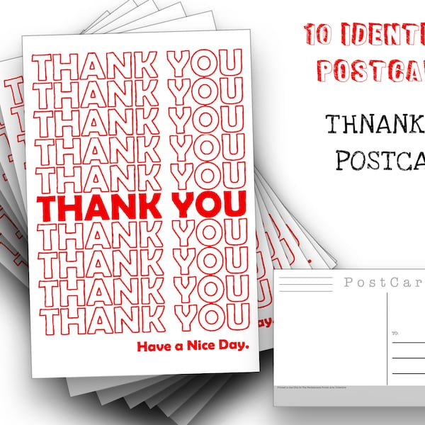 Thank You Postcards - A set of 10 Thank You, Have A Nice Day Post Cards - for mailing collage or scrapbook