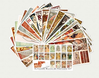 Conjunto de postales Art Nouveau de Alphonse Mucha - Ilustraciones de bellas artes