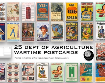 Department of Agriculture Wartime Postcard Set - Set of 25 Postcards - Vintage - Scrapbooking Post Cards - Historical - WPA