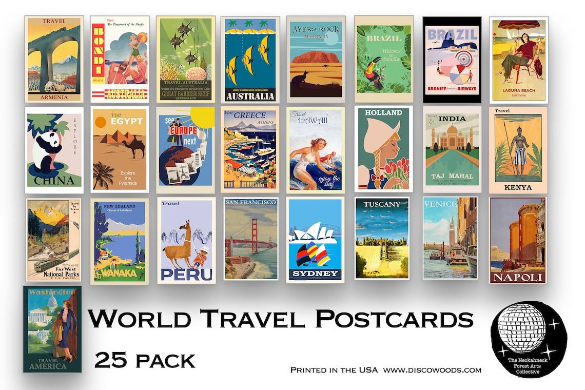 World Travel Postcard Set Set of 25 Postcards Vintage Etsy