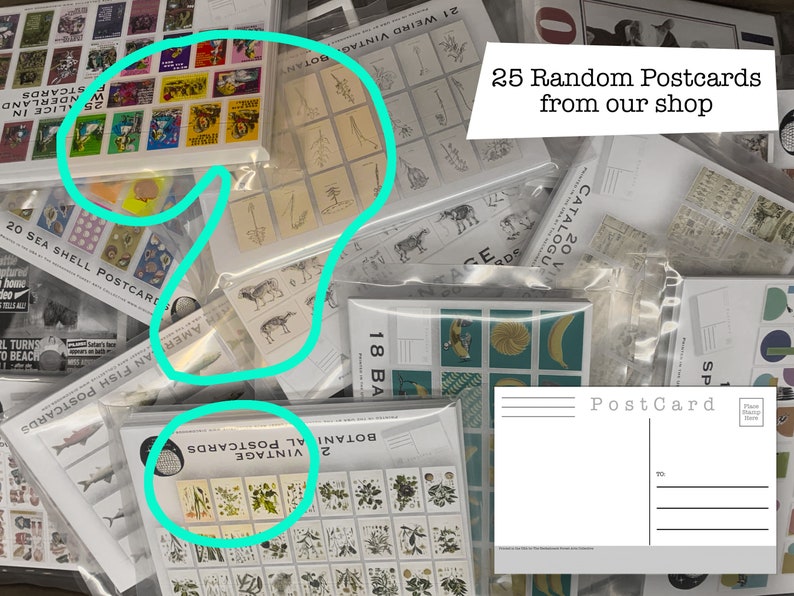 Random Postcard Set – 25 Unique Art Prints, Scrapbooking - Etsy