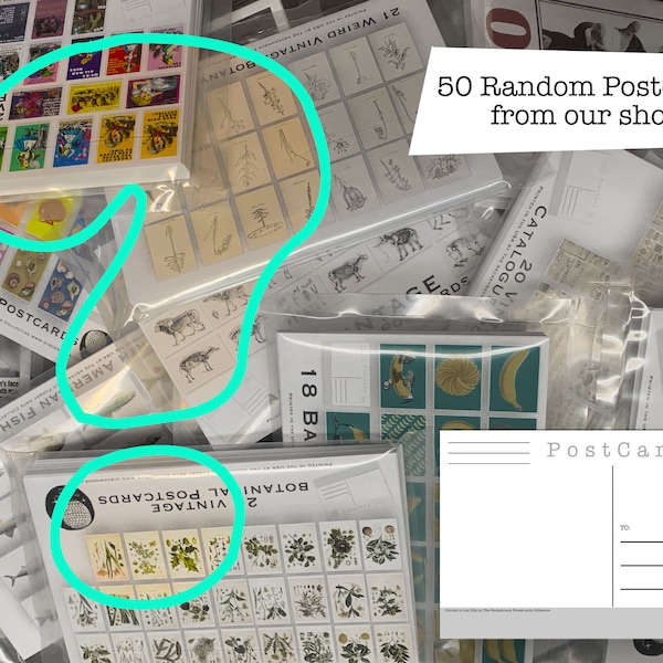 50 willekeurige kunstpostkaarten: scrapbooking, collage of mailing